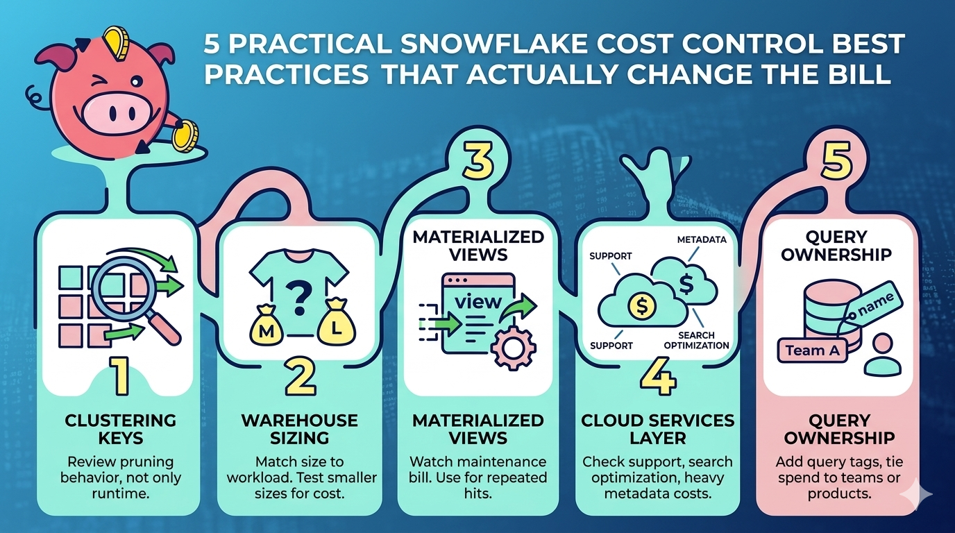 Best practices for Snowflake cost control that actually change the bill
