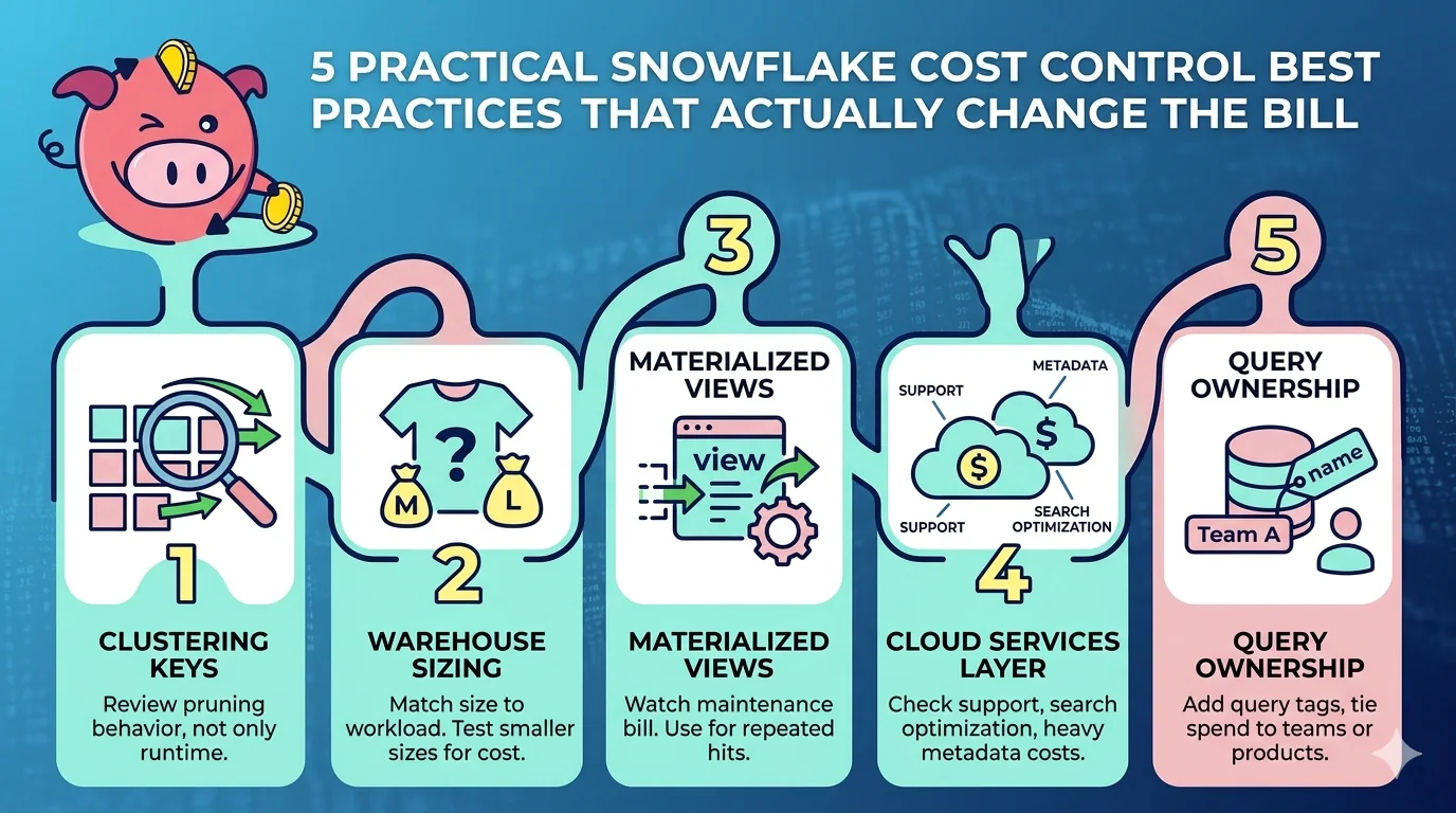 Best practices for Snowflake cost control that actually change the bill