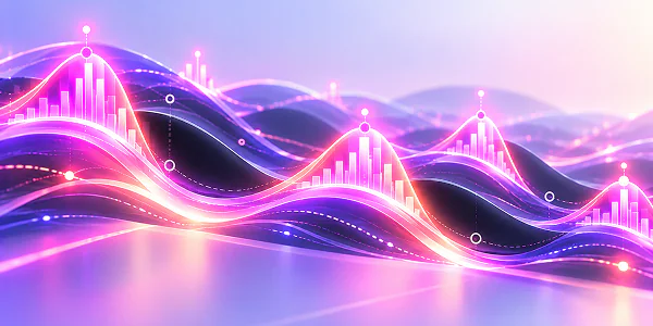 Abstract wave chart of compute usage rising and falling between idle gaps
